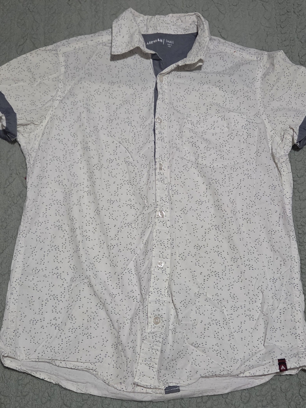 Airwalk White Short-Sleeve Button-Down with Micro Dot Print